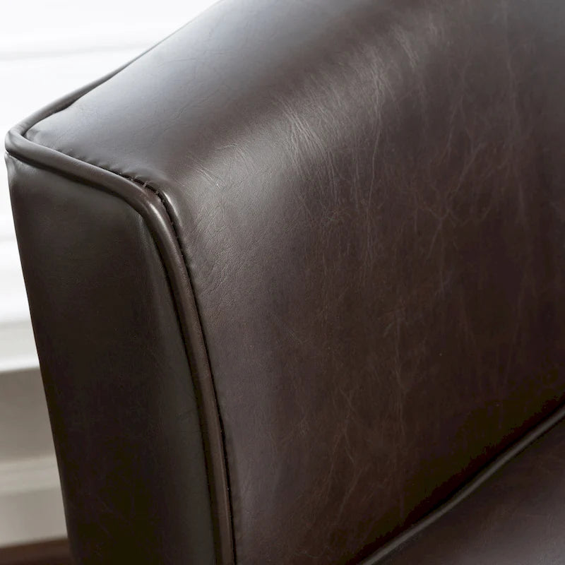 Fauteuil club en similicuir PU marron avec pieds coniques en bois