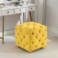 Ottoman carré en velours capitonné, repose-pieds cube multicolore