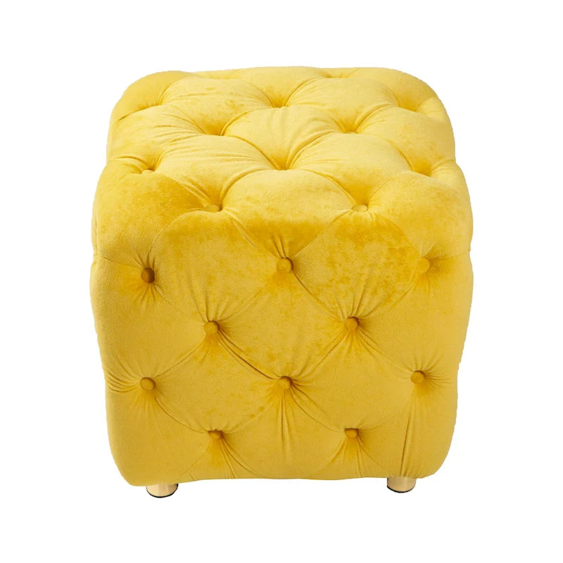 Ottoman carré en velours capitonné, repose-pieds cube multicolore