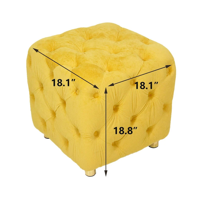 Ottoman carré en velours capitonné, repose-pieds cube multicolore