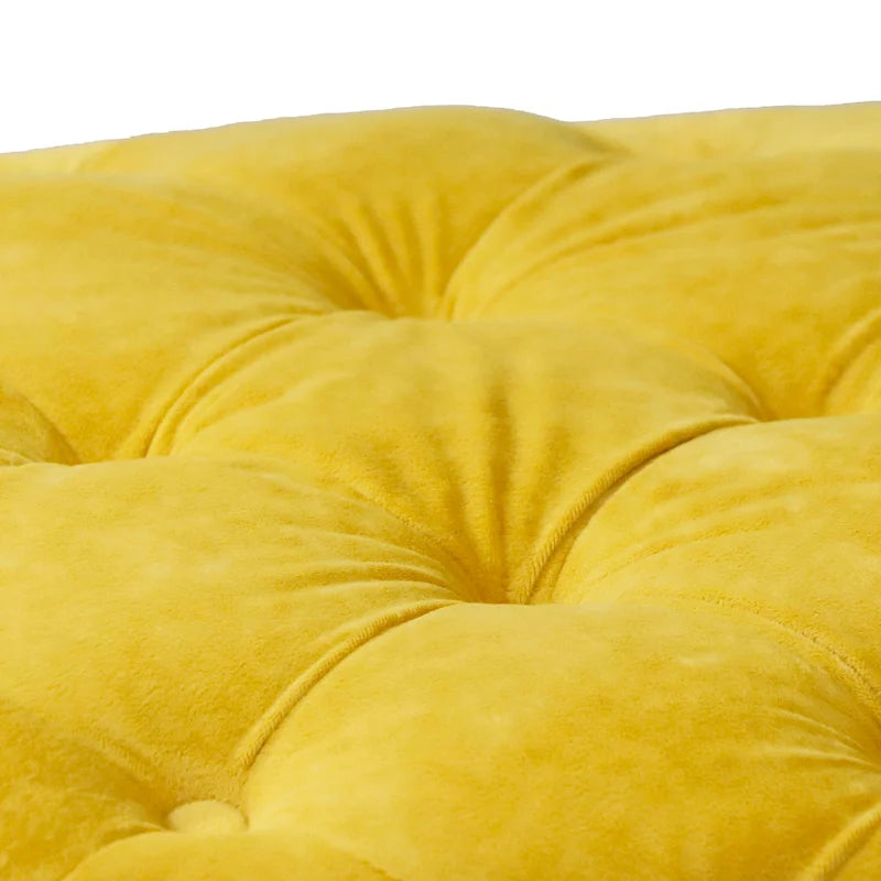 Ottoman carré en velours capitonné, repose-pieds cube multicolore