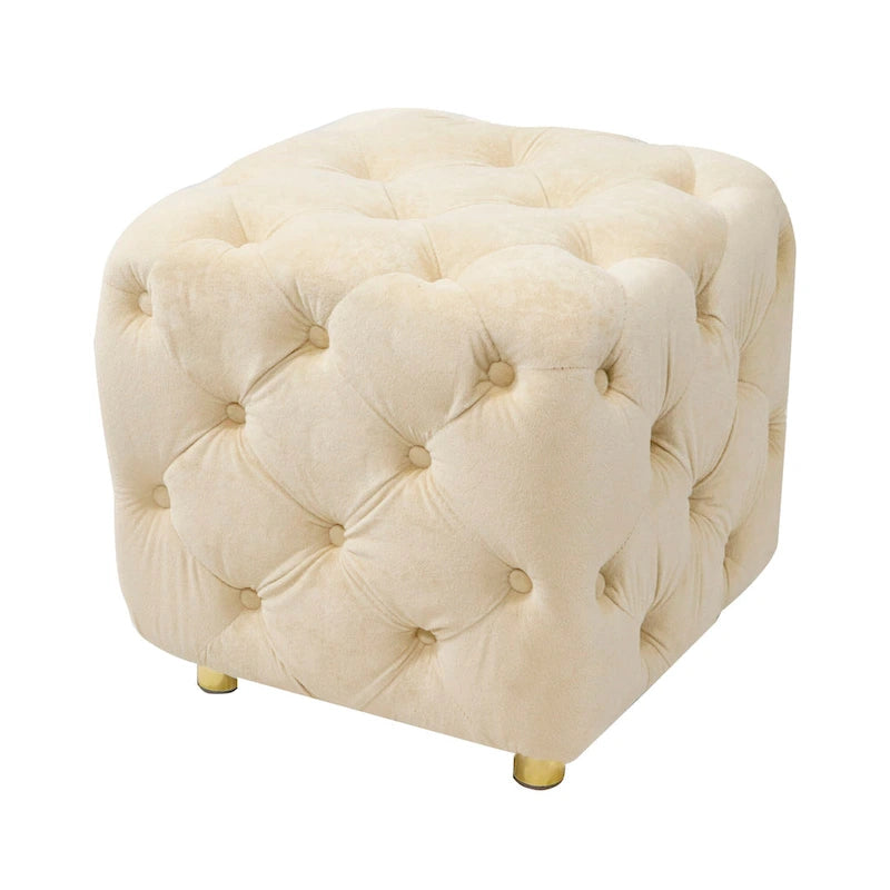 Ottoman carré en velours capitonné, repose-pieds cube multicolore