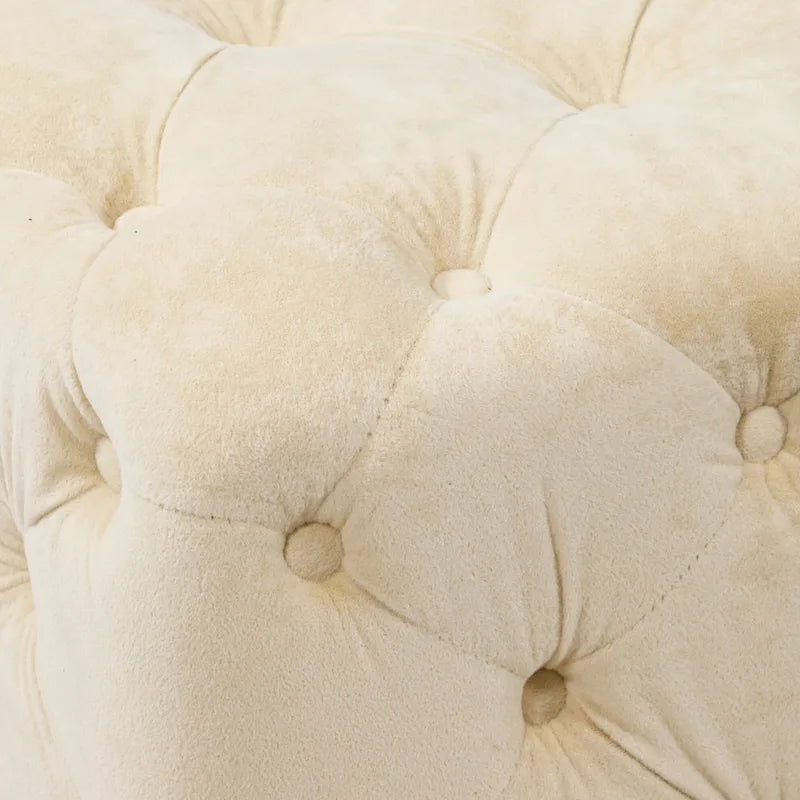 Ottoman carré en velours capitonné, repose-pieds cube multicolore