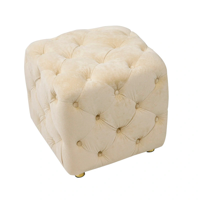 Ottoman carré en velours capitonné, repose-pieds cube multicolore