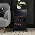 Costway Black Night Stand 3 Tiers 1 Drawer Bedside End Table Organizer