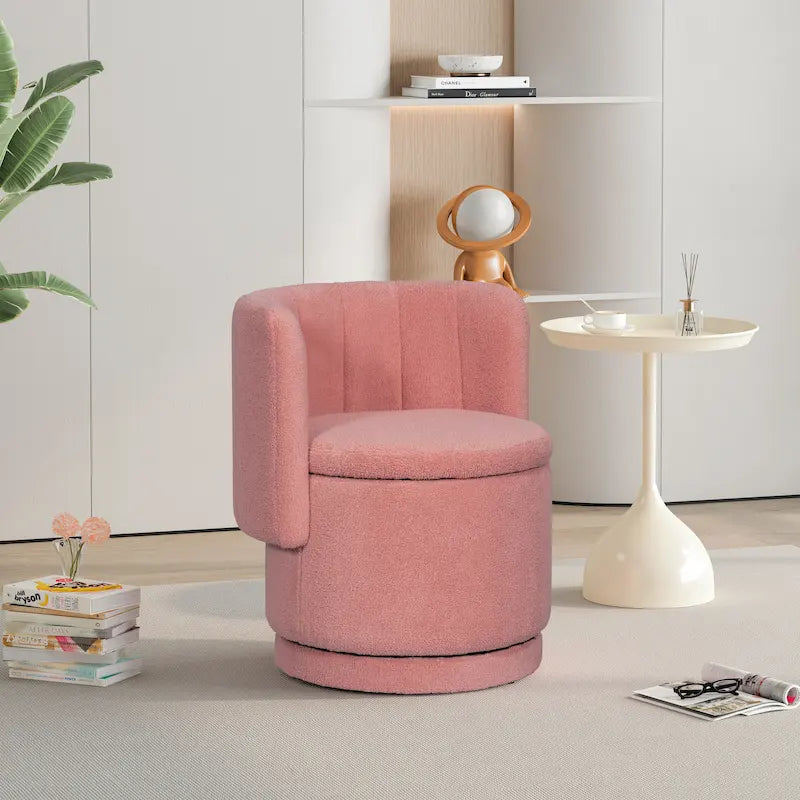 Fauteuil pivotant rond en boucle avec compartiment de rangement caché gris