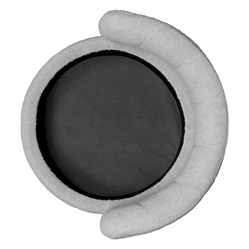 Fauteuil pivotant rond en boucle avec compartiment de rangement caché gris