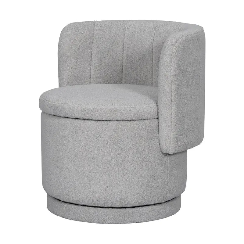 Fauteuil pivotant rond en boucle avec compartiment de rangement caché gris