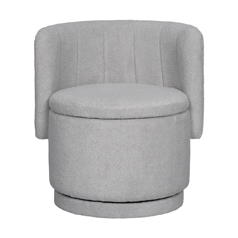 Fauteuil pivotant rond en boucle avec compartiment de rangement caché gris