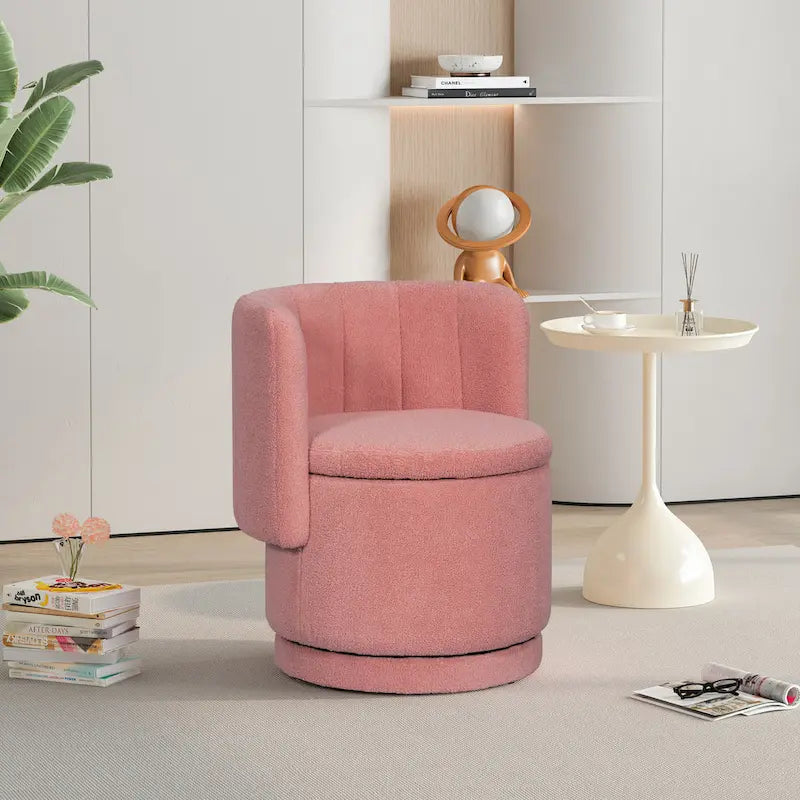 Fauteuil pivotant rond en boucle avec compartiment de rangement caché gris