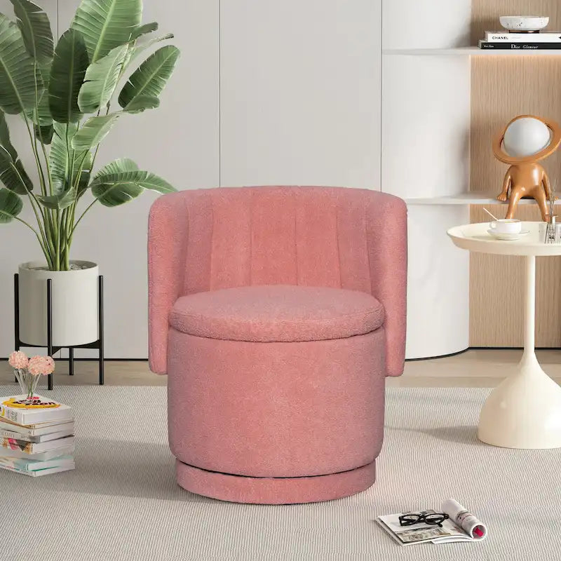 Fauteuil pivotant rond en boucle avec compartiment de rangement caché gris