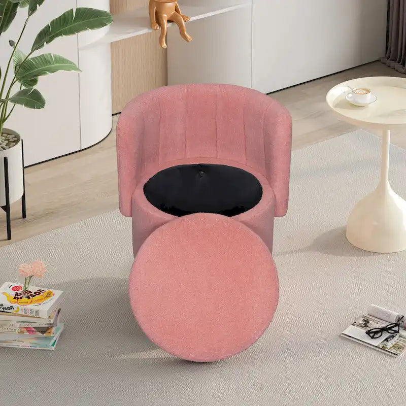 Fauteuil pivotant rond en boucle avec compartiment de rangement caché gris