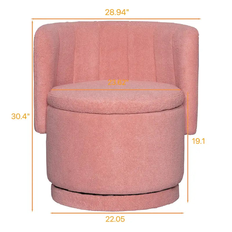 Fauteuil pivotant rond en boucle avec compartiment de rangement caché gris