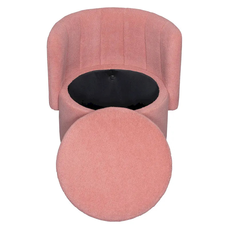 Fauteuil pivotant rond en boucle avec compartiment de rangement caché gris