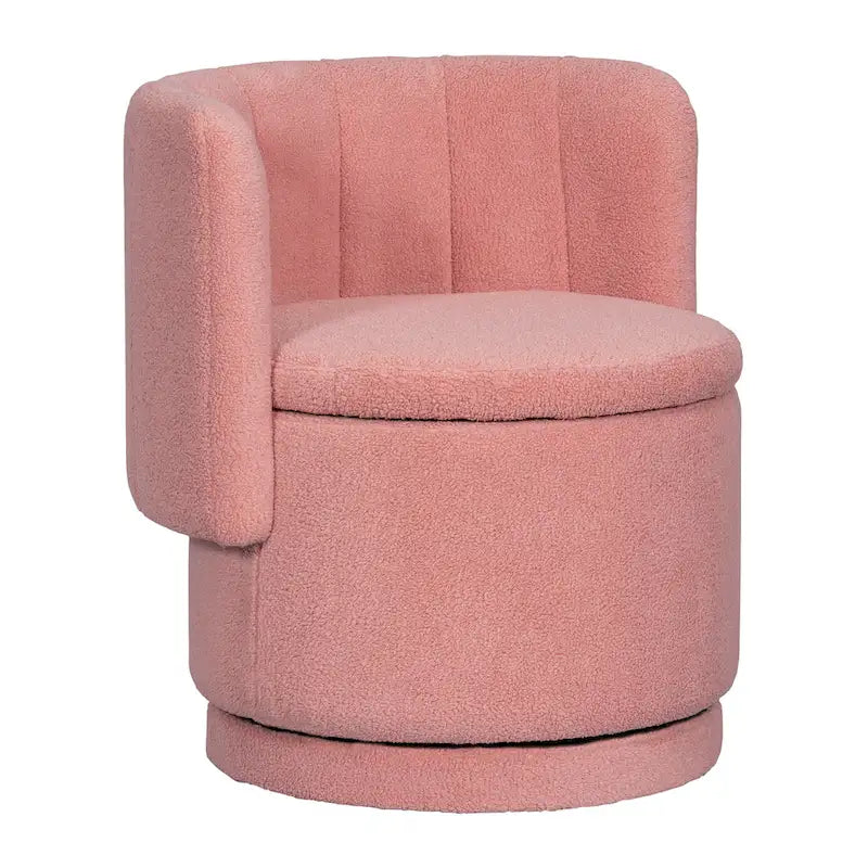 Fauteuil pivotant rond en boucle avec compartiment de rangement caché gris
