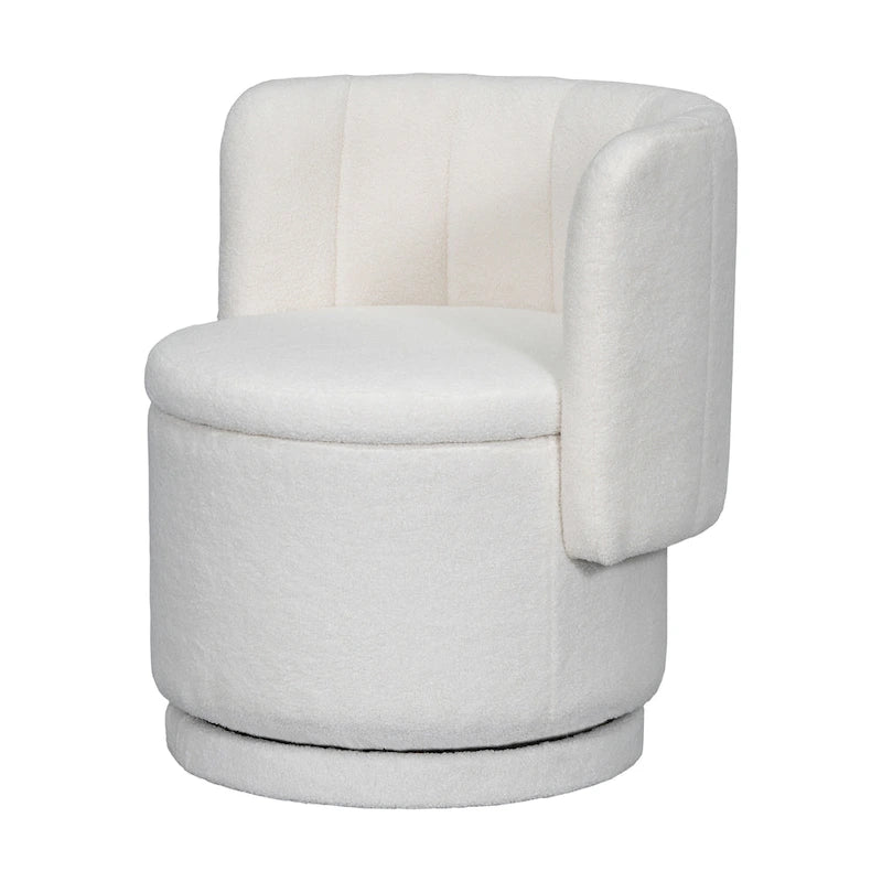 Fauteuil pivotant rond en boucle avec compartiment de rangement caché gris