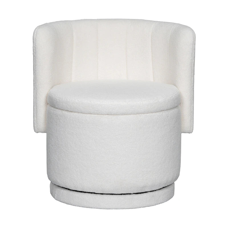 Fauteuil pivotant rond en boucle avec compartiment de rangement caché gris