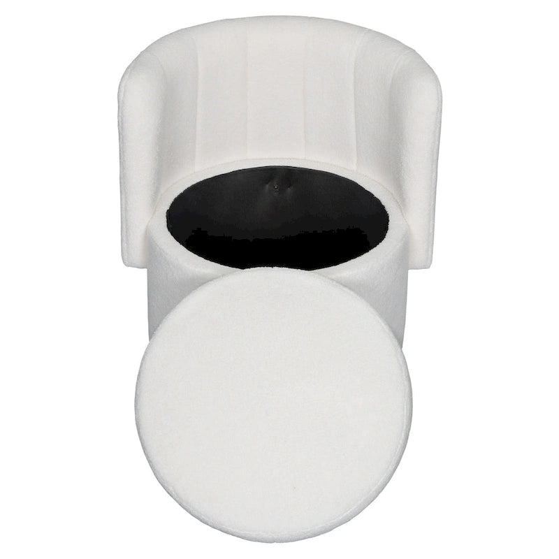 Fauteuil pivotant rond en boucle avec compartiment de rangement caché gris