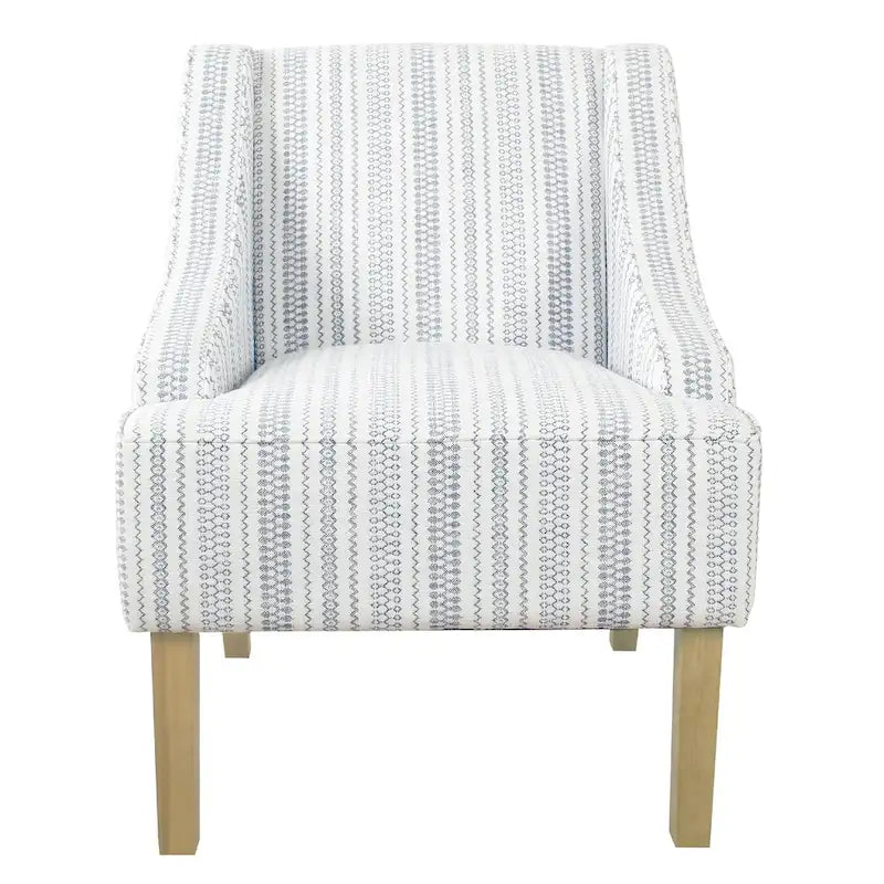 Fauteuil d'appoint à oreilles Farmhouse Stripe Bleu Blanc Polyester Pieds en bois