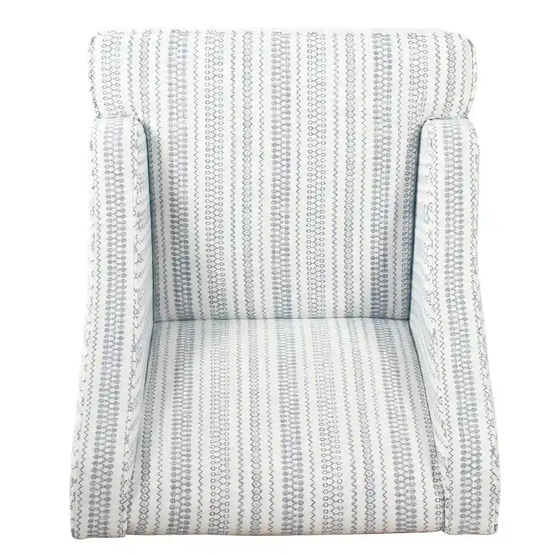 Fauteuil d'appoint à oreilles Farmhouse Stripe Bleu Blanc Polyester Pieds en bois