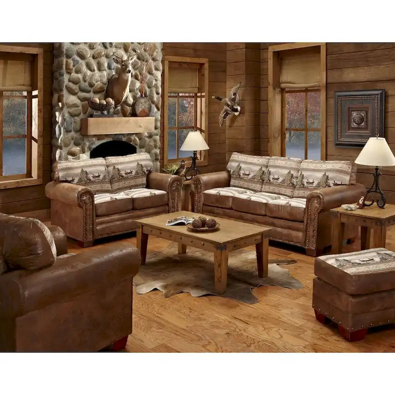 Fauteuil club accent en coton microfibre marron avec clous décoratifs