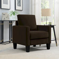 Fauteuil d'appoint en velours de style Mid-Century avec accoudoirs droits, marron