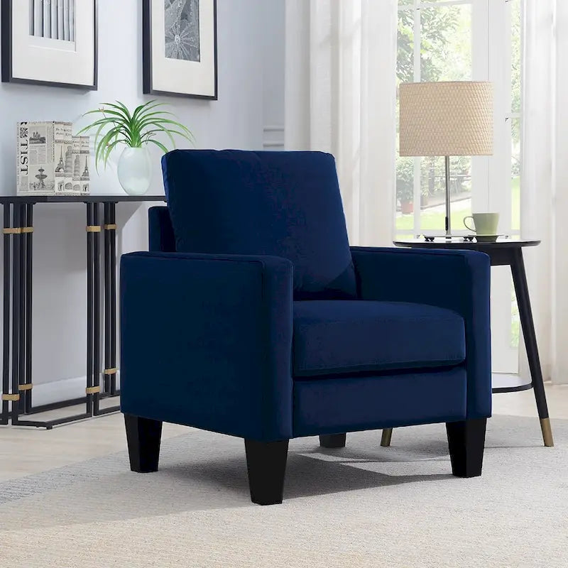 Fauteuil d'appoint en velours de style Mid-Century avec accoudoirs droits, marron