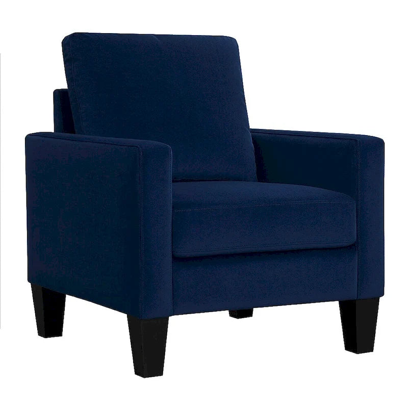 Fauteuil d'appoint en velours de style Mid-Century avec accoudoirs droits, marron