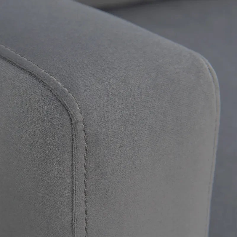 Fauteuil d'appoint en velours de style Mid-Century avec accoudoirs droits, marron