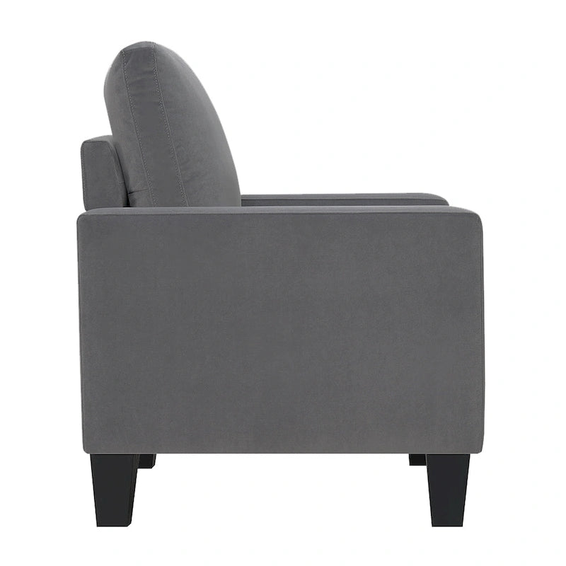 Fauteuil d'appoint en velours de style Mid-Century avec accoudoirs droits, marron