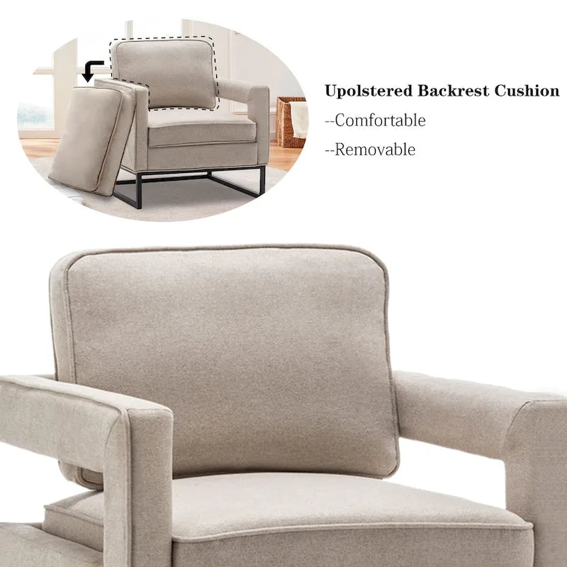 Fauteuil d'appoint rembourré moderne avec pieds en métal, multicolore