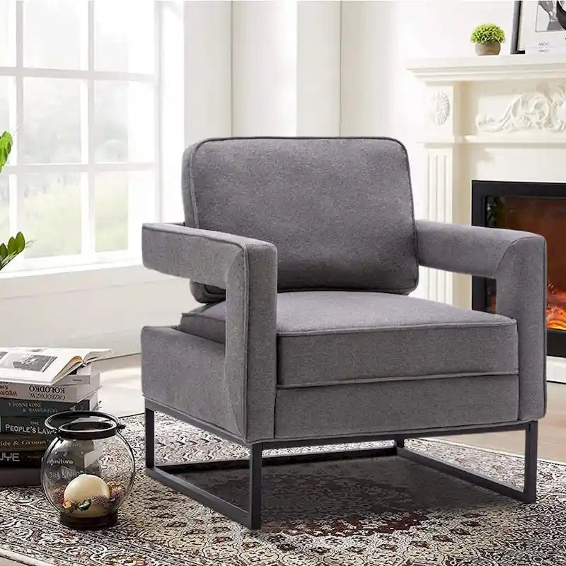 Fauteuil d'appoint rembourré moderne avec pieds en métal, multicolore