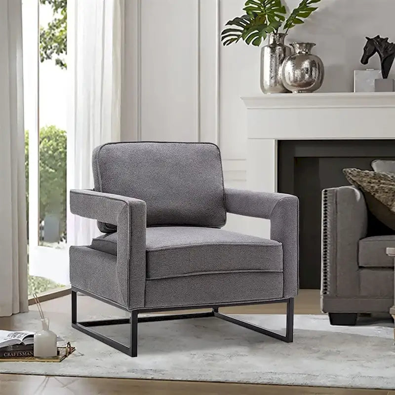 Fauteuil d'appoint rembourré moderne avec pieds en métal, multicolore