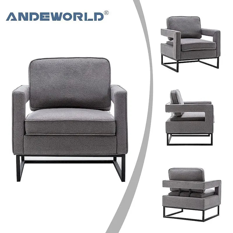 Fauteuil d'appoint rembourré moderne avec pieds en métal, multicolore
