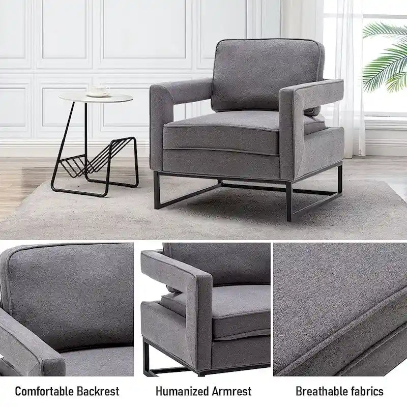 Fauteuil d'appoint rembourré moderne avec pieds en métal, multicolore