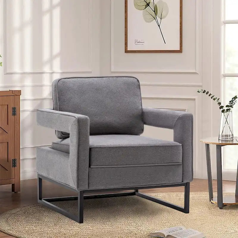 Fauteuil d'appoint rembourré moderne avec pieds en métal, multicolore