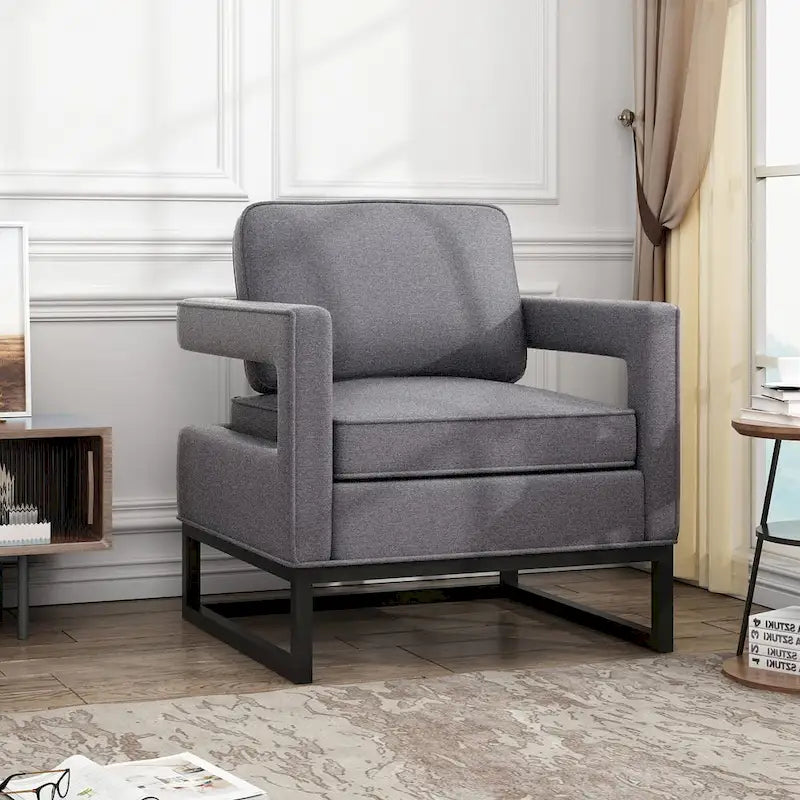 Fauteuil d'appoint rembourré moderne avec pieds en métal, multicolore