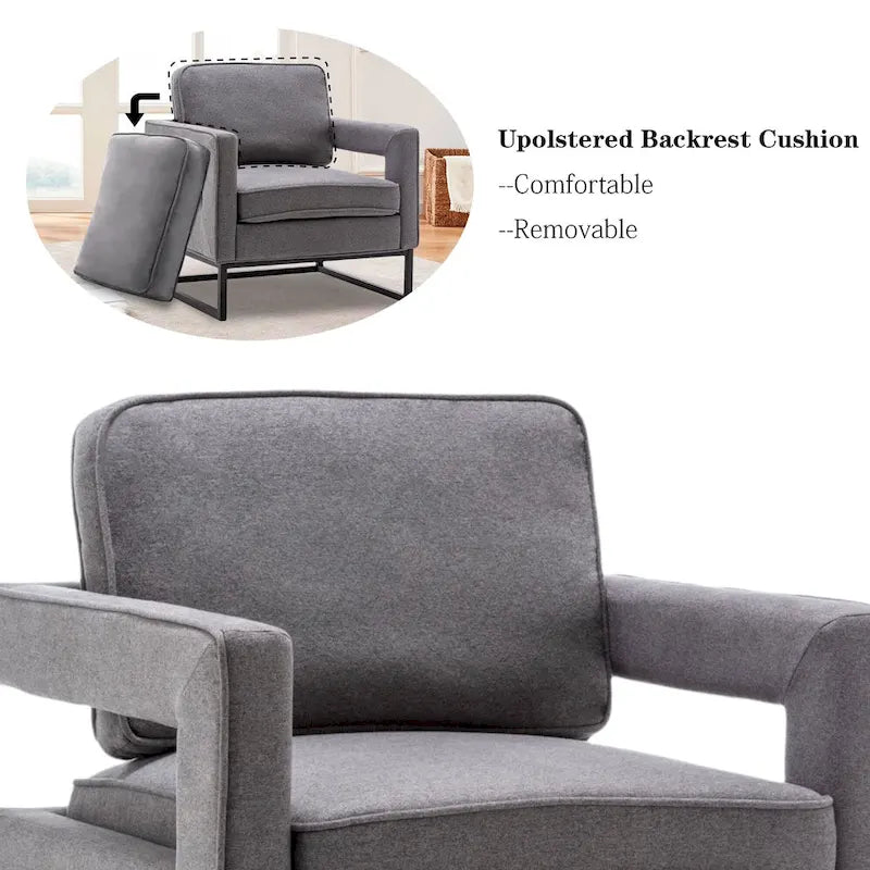 Fauteuil d'appoint rembourré moderne avec pieds en métal, multicolore