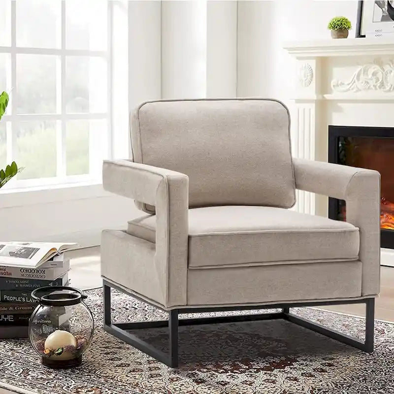 Fauteuil d'appoint rembourré moderne avec pieds en métal, multicolore