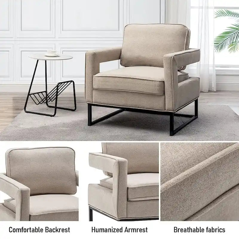 Fauteuil d'appoint rembourré moderne avec pieds en métal, multicolore