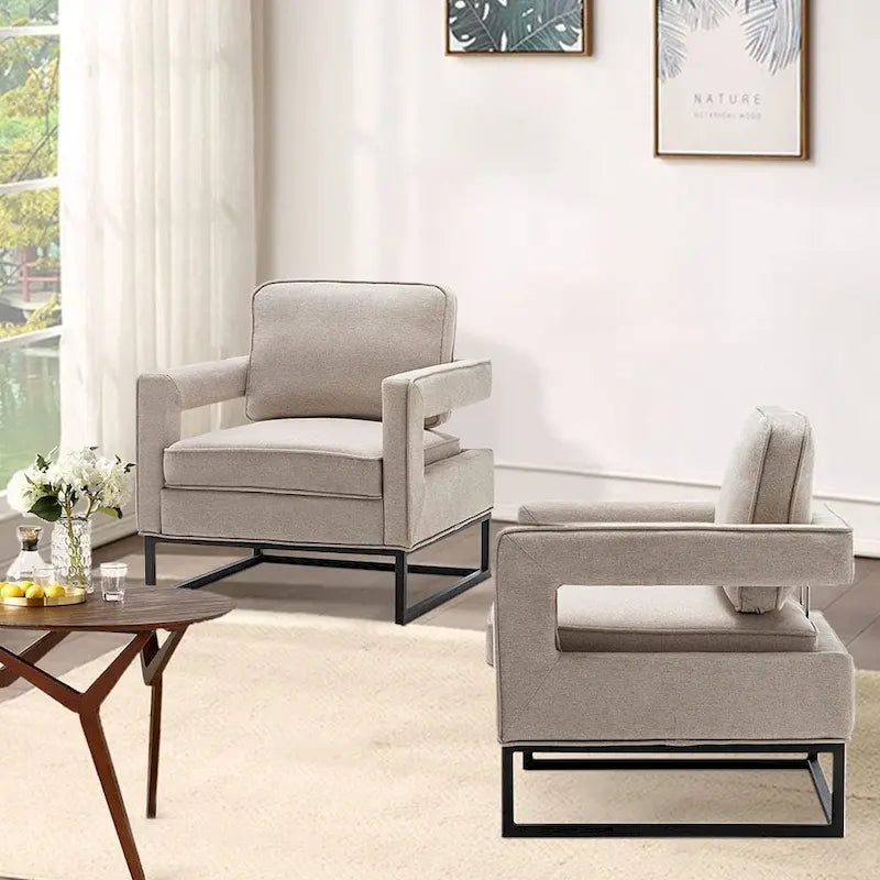 Fauteuil d'appoint rembourré moderne avec pieds en métal, multicolore