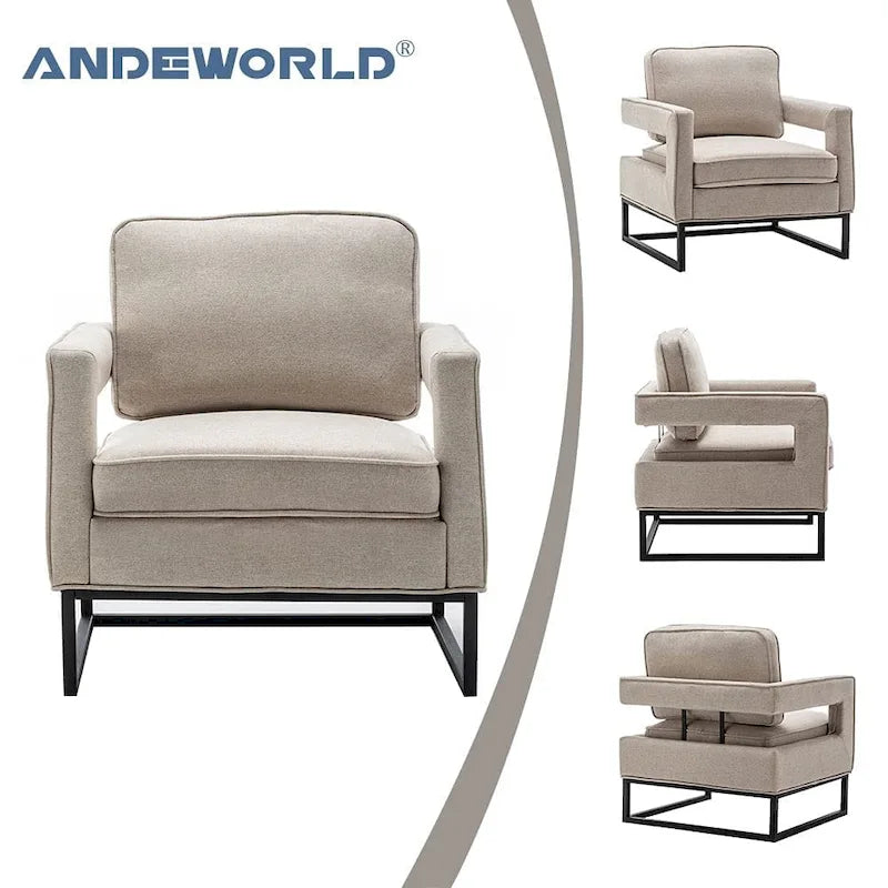 Fauteuil d'appoint rembourré moderne avec pieds en métal, multicolore