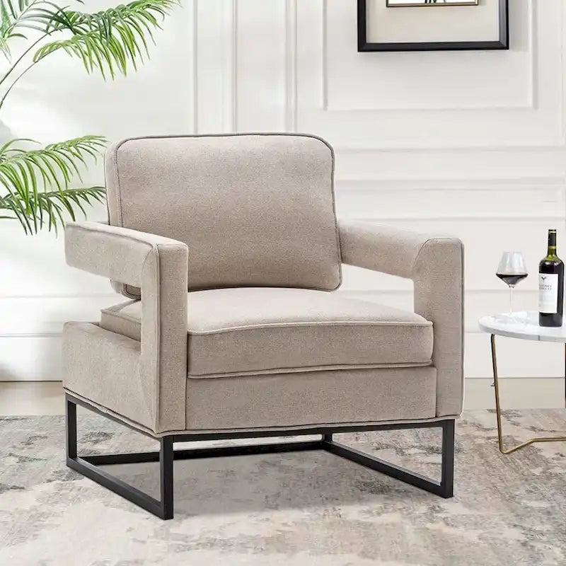 Fauteuil d'appoint rembourré moderne avec pieds en métal, multicolore