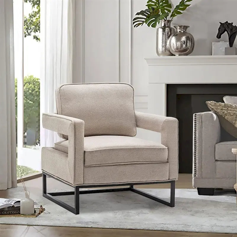 Fauteuil d'appoint rembourré moderne avec pieds en métal, multicolore