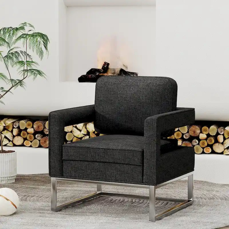 Fauteuil d'appoint rembourré moderne avec pieds en métal, multicolore
