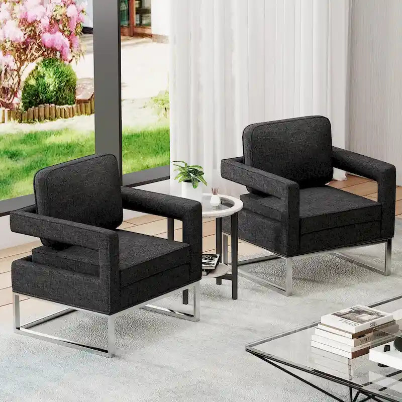 Fauteuil d'appoint rembourré moderne avec pieds en métal, multicolore