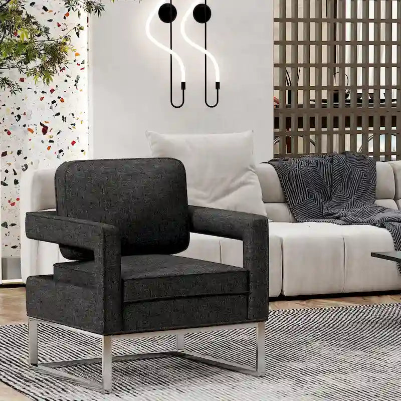 Fauteuil d'appoint rembourré moderne avec pieds en métal, multicolore