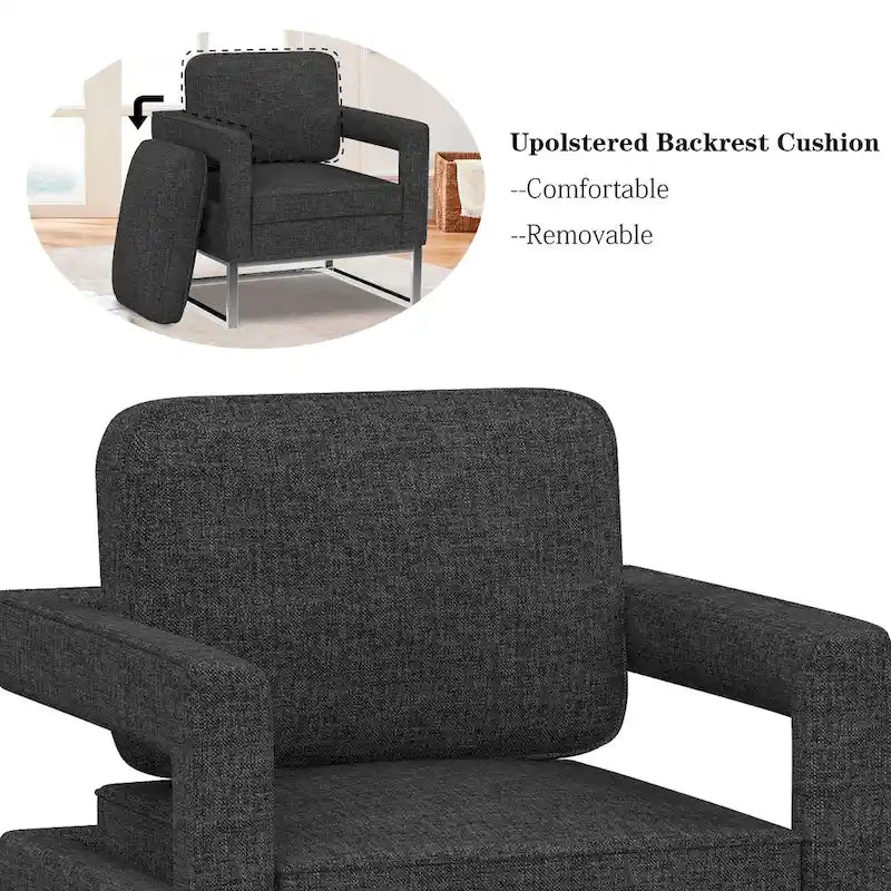 Fauteuil d'appoint rembourré moderne avec pieds en métal, multicolore