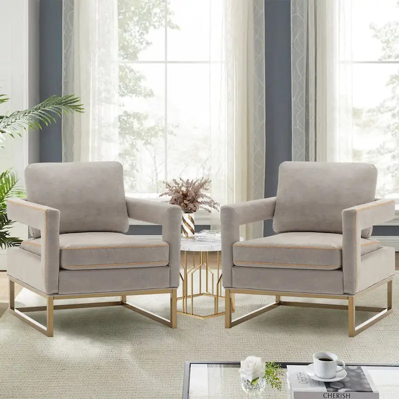 Fauteuil d'appoint rembourré moderne avec pieds en métal, multicolore
