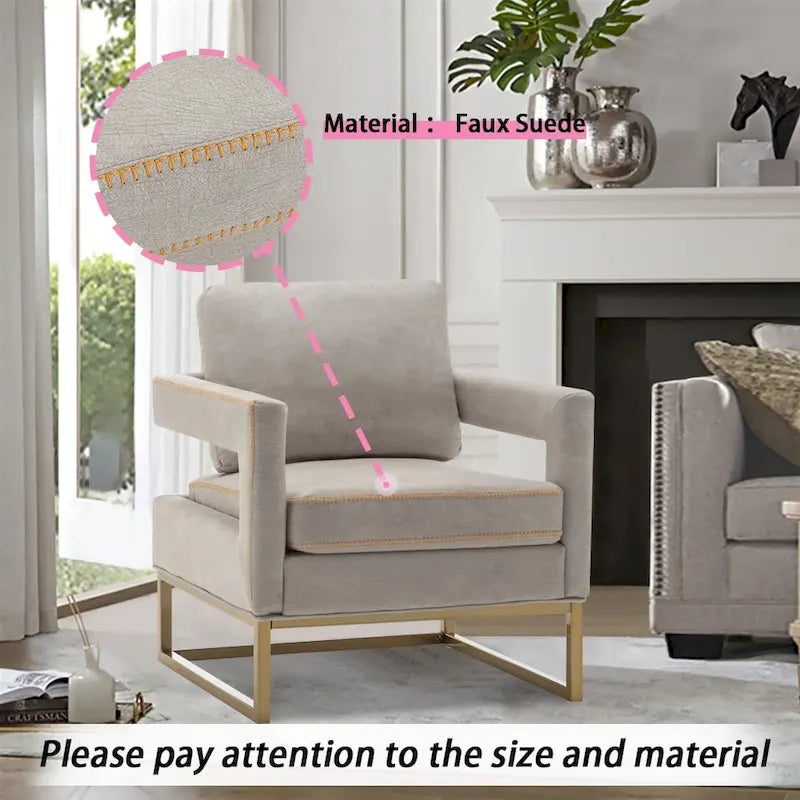 Fauteuil d'appoint rembourré moderne avec pieds en métal, multicolore